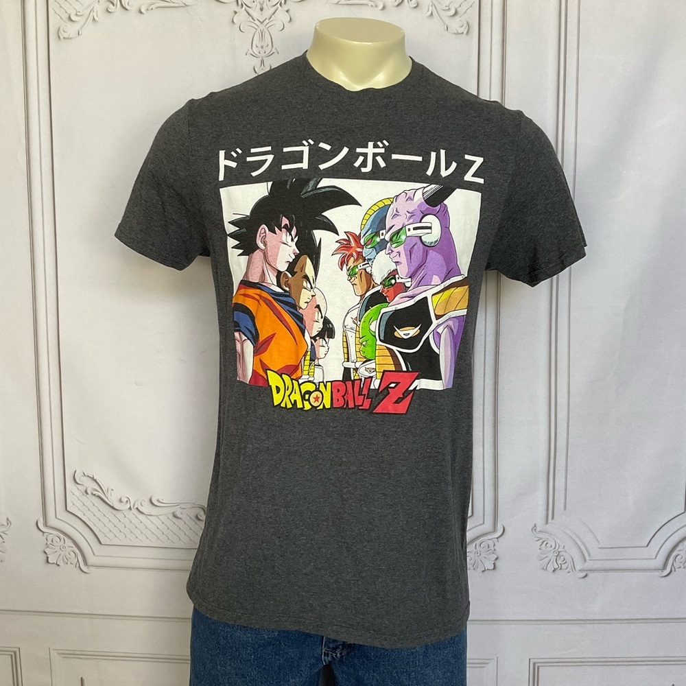 Dragonball Z Gray Graphic Cast Lineup Face off Goku T-Shirt TOEI Animation Med
